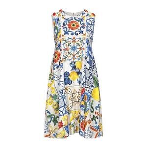 Dolce & Gabbana Majolica Print A-Line Silk Dress Womens Size EU 46 US 10 White
